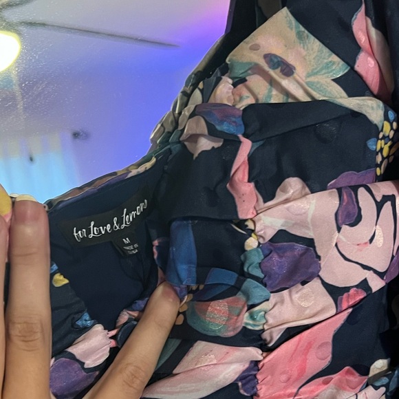 For love and lemons purple floral 3/4 top - Picture 2 of 3